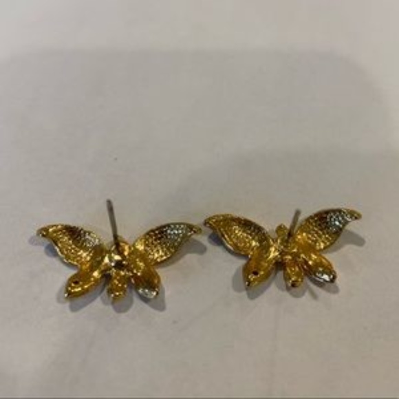 NWOT Onyx Gold Diamond butterfly Stud Earrings - Picture 7 of 9